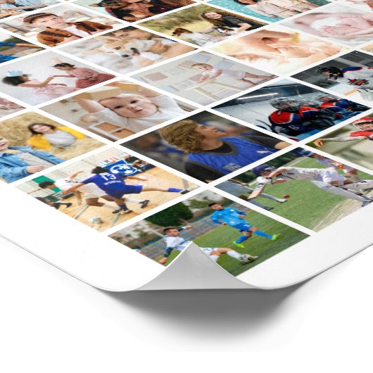 150 Photo Collage Custom Picture Grid ポスター (角)