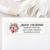 150 Pink Poinsettia Christmas Return Address ラベル (インサイチュ)