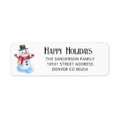 150 Retro Snowman Holiday Return Address Label  ラベル (正面)