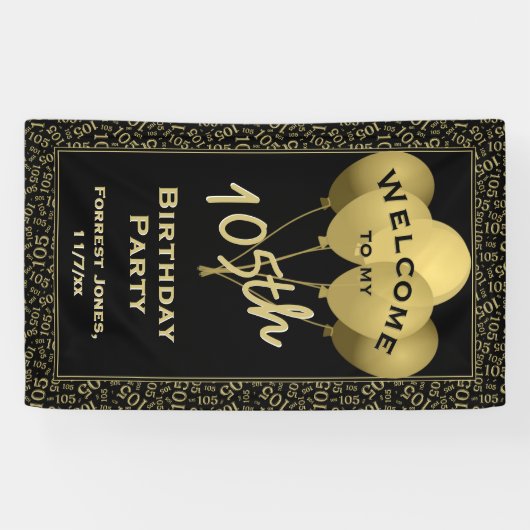 150th誕生日の数字Pattenの金ゴールドおよび黒を歓迎して下さい 横断幕 (横)