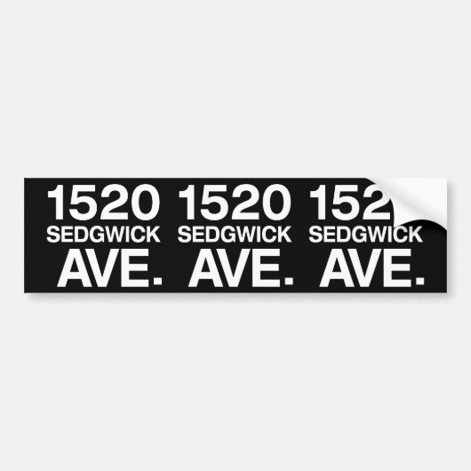 1520 SEDGWICK AVE。 バンパーステッカー (正面)