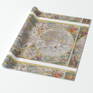 1525年からの中世世界地図 ラッピングペーパー