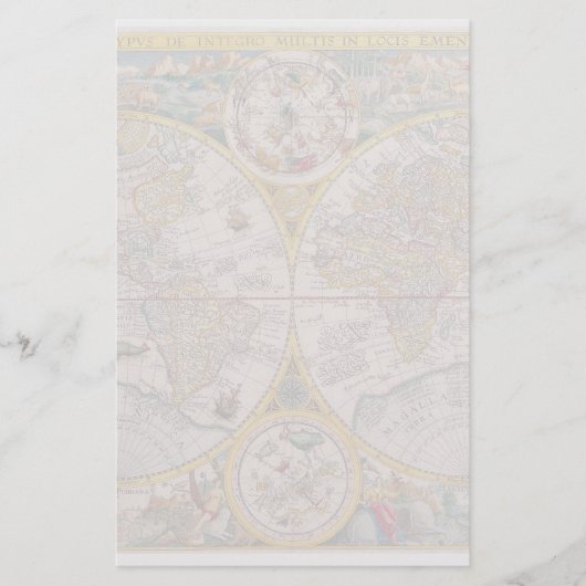 1525年からの中世世界地図 便箋 (正面)