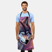 153.オオカミの注意深い目 エプロン (着用した状態)