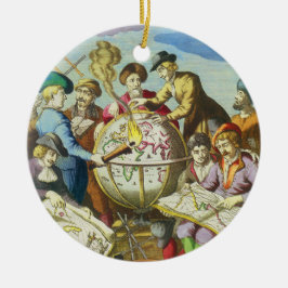 1542年の古地図とヴィンテージの探検家たち セラミックオーナメント