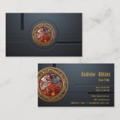 [154]ケルトの宝物 – 金ゴールド上の3匹の犬 名刺 (正面/裏面)