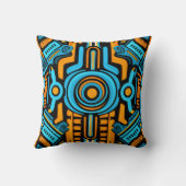 155青とオレンジの対称パターン クッション (裏面)