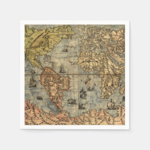 1565フォラニAntiquevWorldマップ・ルネッサンス スタンダードカクテルナプキン