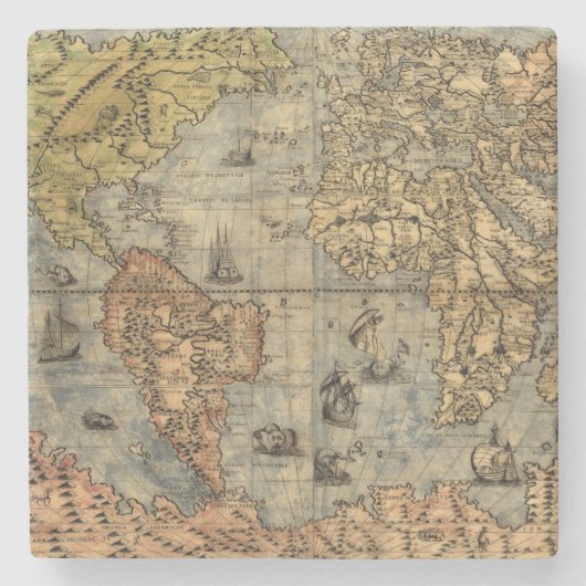 1565フォラニAntiquevWorldマップ・ルネッサンス ストーンコースター (正面)