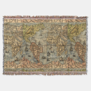 1565フォラニAntiquevWorldマップ・ルネッサンス スローブランケット