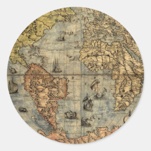 1565フォラニAntiquevWorldマップ・ルネッサンス ラウンドシール