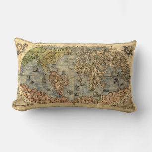 1565フォラニAntiquevWorldマップ・ルネッサンス ランバークッション