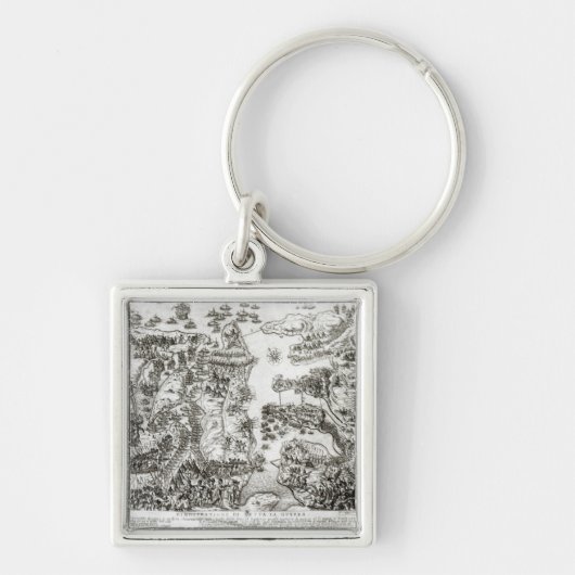 1565年にマルタの包囲の地図 キーホルダー (正面)
