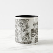 1565年にマルタの包囲の地図 ツートーンマグカップ (中央)