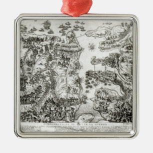 1565年にマルタの包囲の地図 メタルオーナメント