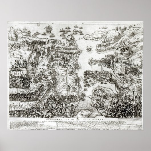 1565年のマルタ包囲地図 ポスター (正面)