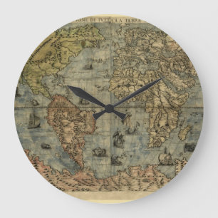 1565年のFerando Berteli (フェルナンドBertelli)の世界地図 ラージ壁時計