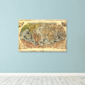 1565年 フォルラーニ 古地図 ルネサンス 世界地図 キャンバスプリント (インサイチュ (ウッドフロア))