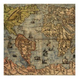 1565年 フォルラーニ 古地図 ヴィンテージ カルトグラフィー ポスター