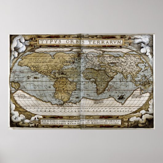 1570年の世界地図 ポスター (正面)