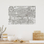 1576チューリッヒ・スイスの地図 ポスター (キッチン)
