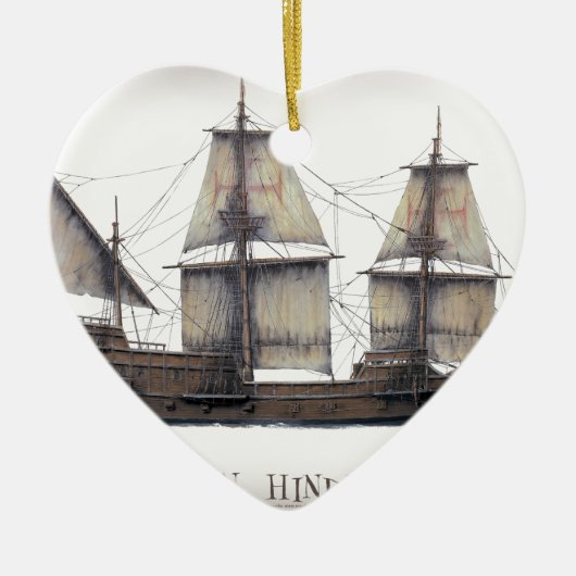 1578金Hindeの船 セラミックオーナメント (正面)