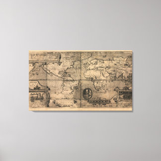 1581年アンティーク世界地図ニコラ・ヴァン・シペ キャンバスプリント