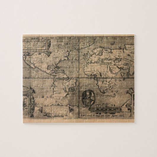 1581年アンティーク世界地図ニコラ・ヴァン・シペ ジグソーパズル (横)