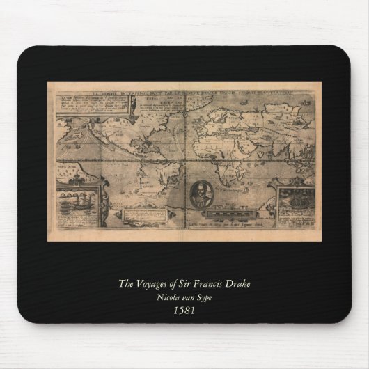 1581年アンティーク世界地図ニコラ・ヴァン・シペ マウスパッド (正面)