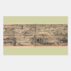 1581年アンティーク世界地図ニコラ・ヴァン・シペ 長方形シール