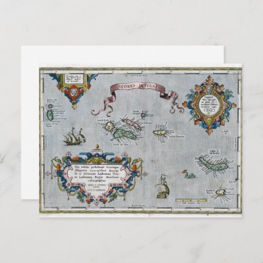 1584アゾレス地図 ポストカード (正面/裏面)