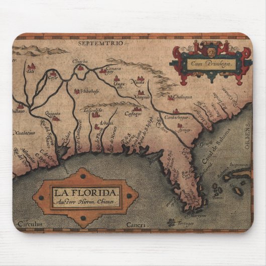 1584年のLaのフロリダの地図のマウスパッド マウスパッド (正面)