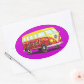 158463 CAUSES PEACABLE SURF SUMMER CAR bus mobile 楕円形シール (封筒)