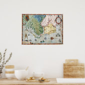 1590バージニアの地図 ポスター (キッチン)