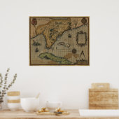 1591フロリダ・キューバの地図 ポスター (キッチン)