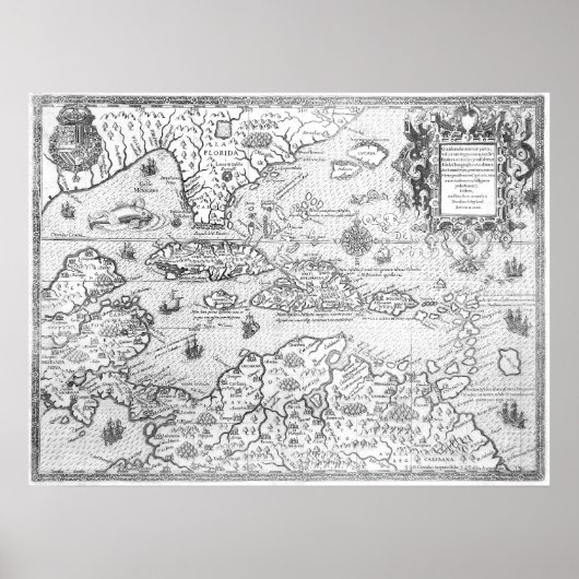 1594中央アメリカの地図 ポスター (正面)