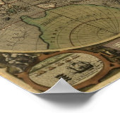 「1595年ホンジウス世界地図」歴史地図 ポスター (角)