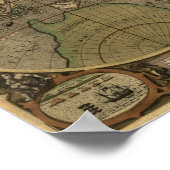 1595年ヴィンテージ世界地図ジョドクス・ホンディウス ポスター (角)