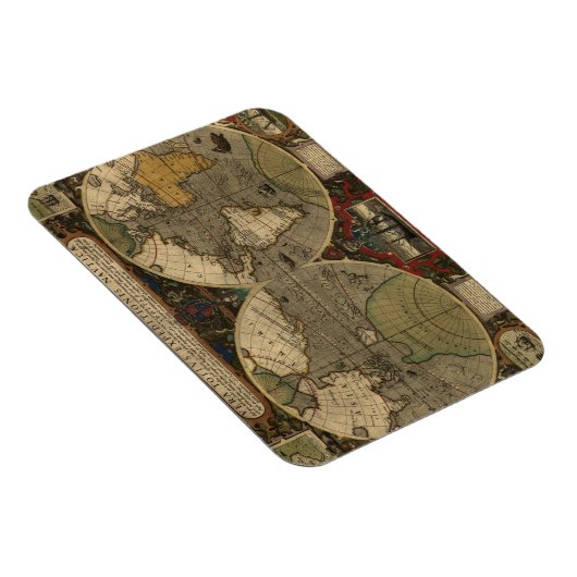 1595年ヴィンテージ世界地図ジョドクス・ホンディウス マグネット (右側)