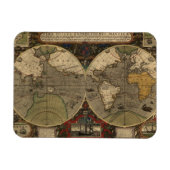 1595年ヴィンテージ世界地図ジョドクス・ホンディウス マグネット (横)