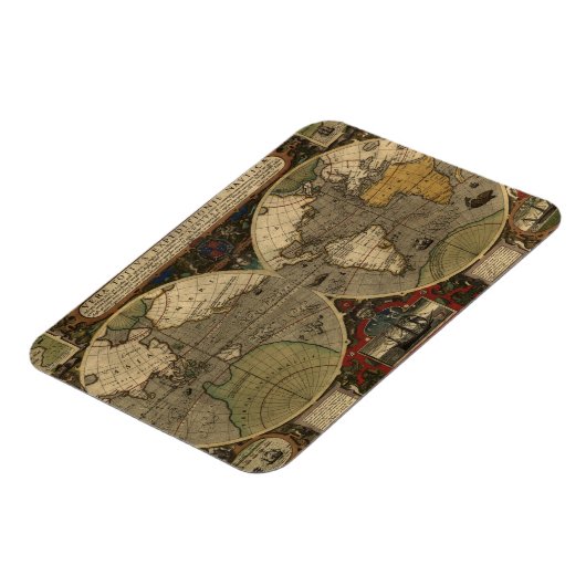 1595年ヴィンテージ世界地図ジョドクス・ホンディウス マグネット (左側)