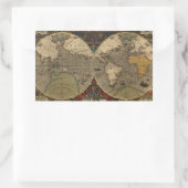 1595年ヴィンテージ世界地図ジョドクス・ホンディウス 長方形シール (バッグ)
