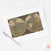 1595年ヴィンテージ世界地図ジョドクス・ホンディウス 長方形シール (封筒)