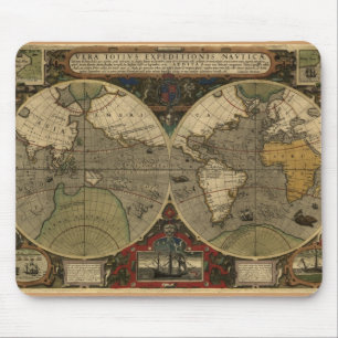 "1595年Hondius Worldeの地図"のマウスパッド マウスパッド