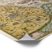 1596アジアルネッサンス時代の地図 ポスター (角)