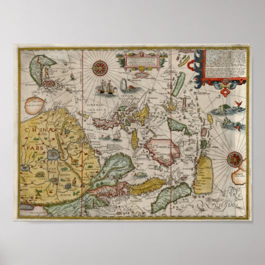 1596アジアルネッサンス時代の地図 ポスター (正面)