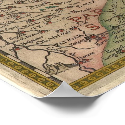 1596南アジアの地図 ポスター (角)