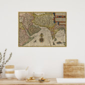 1596南アジアの地図 ポスター (キッチン)