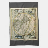 1596年アメリカ図、新大陸の古地図 キッチンタオル (縦)