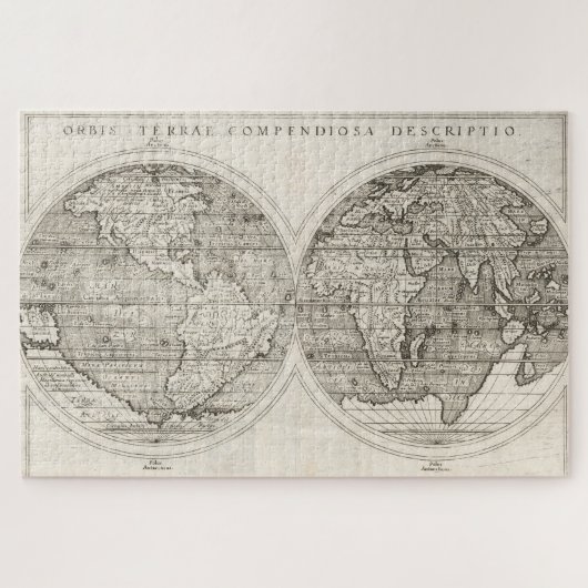 1598ヴィンテージ世界地図ラテン文字図 ジグソーパズル (横)